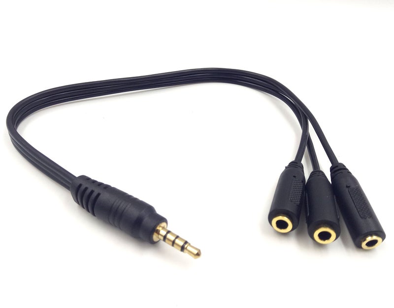Haokiang 9 Inch 3.5mm (1/8") TRRS Male Plug to 3X Female Stereo Splitter Audio Cable, Gold-Plated(35M/3F) - Image 3